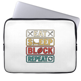 Eten Slapen Blokkeren Herhalen Voetbal Vintage T-s Laptop Sleeve