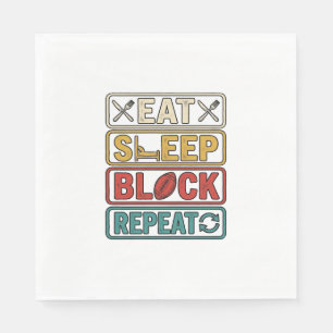 Eten Slapen Blokkeren Herhalen Voetbal Vintage T-s Servet