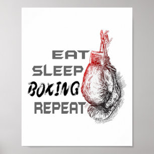Eten Slapen Boksen Herhalen Boksen Enthousiast Poster
