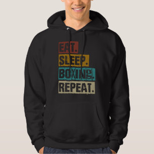 Eten Slapen Boksen Herhalen Retro Vintage Boksen B Hoodie