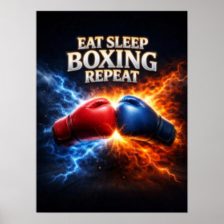 Eten Slapen Boksen Vlam Poster