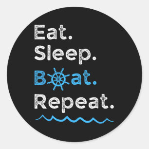 Eten Slapen Boot Herhalen Meer Oceaan Bootvaren Vi Ronde Sticker