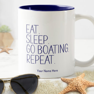 Eten Slapen Bootvaren Herhalen Grappige Kapitein H Tweekleurige Koffiemok