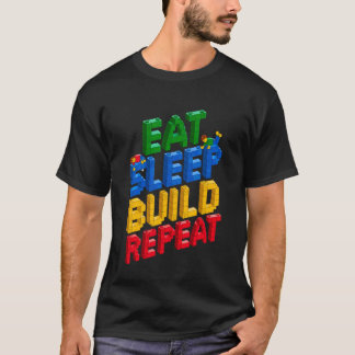 ETEN SLAPEN BOUWEN HERHALEN Meester Bouwer Bouwen T-shirt