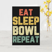 Eten Slapen Bowling Herhalen Bowling Bowler Vintag Kaart (Gele Bloem)