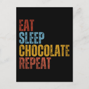 ETEN SLAPEN CHOCOLADE HERHALEN BRIEFKAART