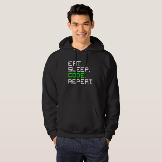 Eten Slapen Code Herhalen Codering Codeur Programm Hoodie (Voorkant volledig)