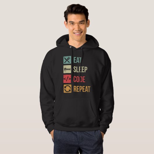 Eten Slapen Code Herhalen Funny Codering Programme Hoodie (Voorkant volledig)