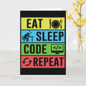 Eten Slapen Code Herhalen Funny Programmeren Ck Na Kaart (Gele Bloem)