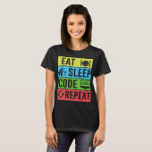 Eten Slapen Code Herhalen Funny Programmeren Ck Na T-shirt (Voorkant volledig)
