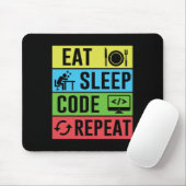 Eten Slapen Code Herhalen Funny Programmeren Terug Muismat (Met muis)
