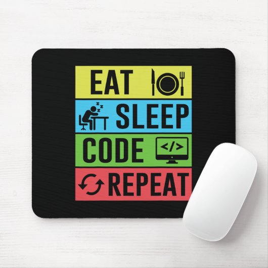 Eten Slapen Code Herhalen Funny Programmeren Terug Muismat (Met muis)