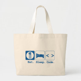 eten slapen code (html) grote tote bag