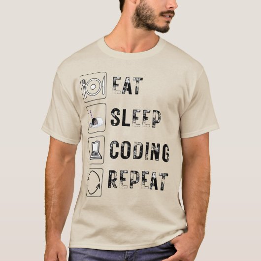 Eten, slapen, coderen, herhalen - Grappig Ontwikke T-shirt (Voorkant)