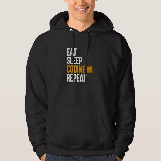Eten Slapen Coderend Programmeren Computer Binai Hoodie (Voorkant)