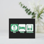 eten slapen computer (groen) briefkaart (Staand voorkant)