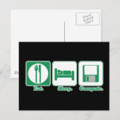 eten slapen computer (groen) briefkaart (Voorkant / Achterkant)