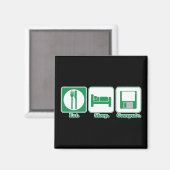 eten slapen computer (groen) magneet (Voorkant / Achterkant)