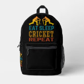 Eten Slapen Cricket Herhalen Bedrukte Rugzak (Voorkant)
