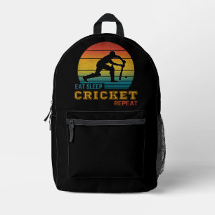 Eten Slapen Cricket Herhalen Bedrukte Rugzak