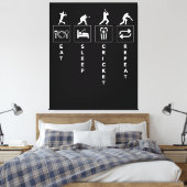 Eten Slapen Cricket Herhalen Canvas Afdruk (Insitu (Slaapkamer))