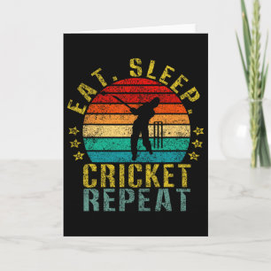 Eten Slapen Cricket Herhalen Grappig Retro Kaart