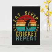 Eten Slapen Cricket Herhalen Grappig Retro Kaart (Gele Bloem)