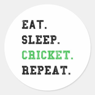 Eten Slapen Cricket Herhalen Grappische Grafiek Vo Ronde Sticker