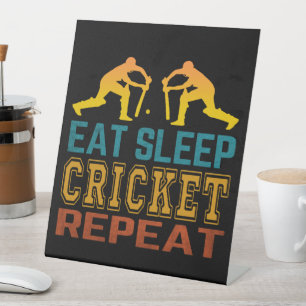 Eten Slapen Cricket Herhalen Reclamebord Met Voetstuk