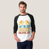 Eten Slapen Cricket Herhalen T-shirt (Voorkant volledig)