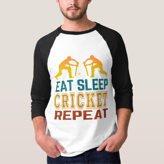 Eten Slapen Cricket Herhalen T-shirt (Voorkant)
