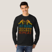 Eten Slapen Cricket Herhalen T-shirt (Voorkant volledig)