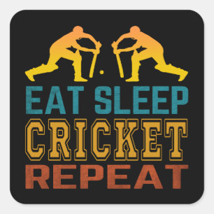 Eten Slapen Cricket Herhalen Vierkante Sticker