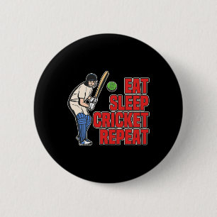Eten Slapen Cricket Retro Cricket Ll Sport Speler Ronde Button 5,7 Cm