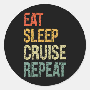 Eten Slapen Cruise Herhalen Familie Koppel Strand Ronde Sticker