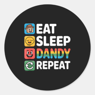 Eten slapen dandy herhaal verjaardagsdecoratie jon ronde sticker