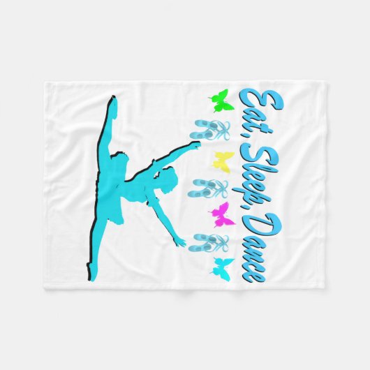 ETEN, SLAPEN, DANSEN BALLERINA DESIGN FLEECE DEKEN (Voorkant (Horizontaal))