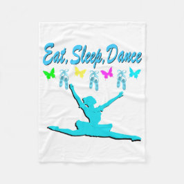 ETEN, SLAPEN, DANSEN BALLERINA DESIGN FLEECE DEKEN
