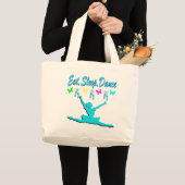 ETEN, SLAPEN, DANSEN BALLERINA DESIGN GROTE TOTE BAG (Voorkant (product))