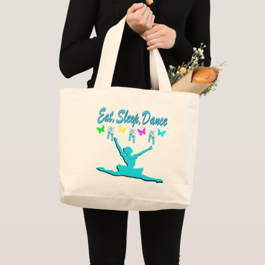 ETEN, SLAPEN, DANSEN BALLERINA DESIGN GROTE TOTE BAG (Voorkant (product))