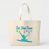 ETEN, SLAPEN, DANSEN BALLERINA DESIGN GROTE TOTE BAG (Voorkant)