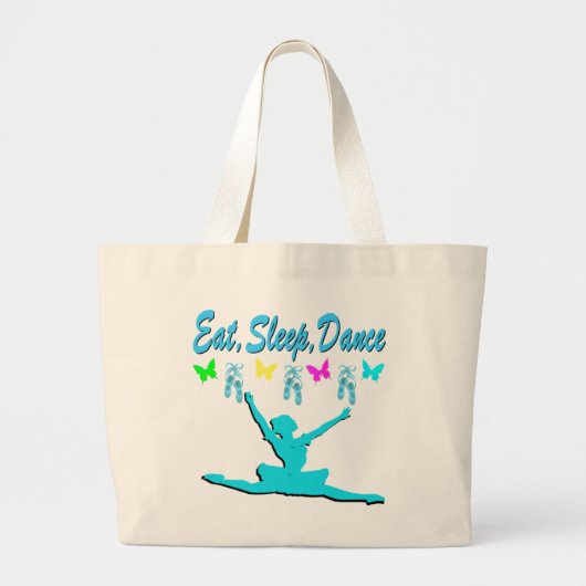 ETEN, SLAPEN, DANSEN BALLERINA DESIGN GROTE TOTE BAG (Voorkant)