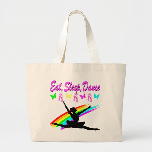 ETEN, SLAPEN, DANSEN BALLERINA DESIGN GROTE TOTE BAG (Voorkant)