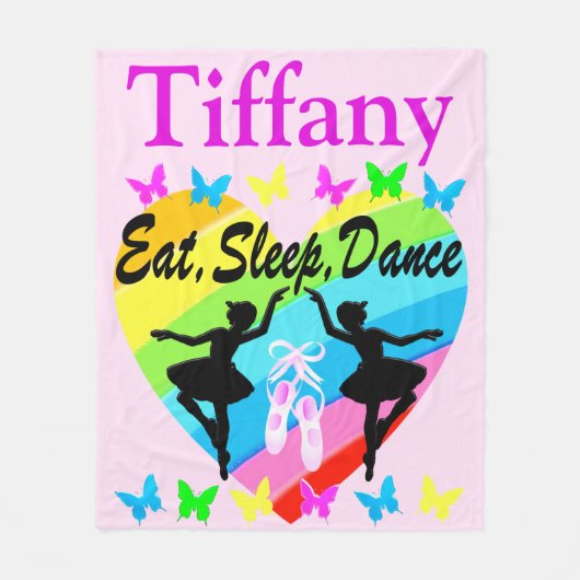 ETEN, SLAPEN, DANSEN BALLERINA GEPERSONALISEERDE D FLEECE DEKEN (Voorkant)