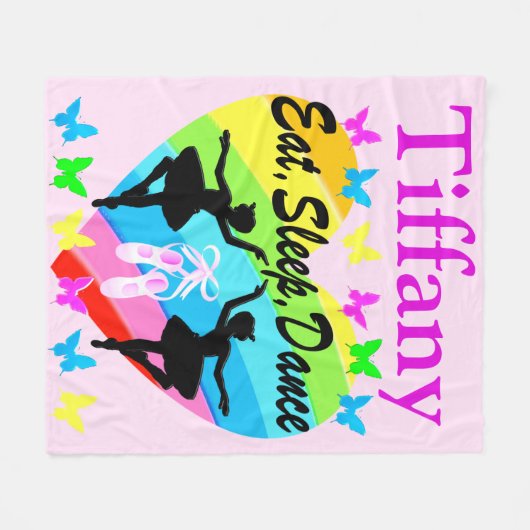 ETEN, SLAPEN, DANSEN BALLERINA GEPERSONALISEERDE D FLEECE DEKEN (Voorkant (Horizontaal))