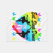 ETEN, SLAPEN, DANSEN, REGENBOOG HART EN VLINDERS FLEECE DEKEN (Voorkant (Horizontaal))