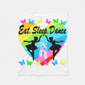 ETEN, SLAPEN, DANSEN, REGENBOOG HART EN VLINDERS FLEECE DEKEN (Voorkant)