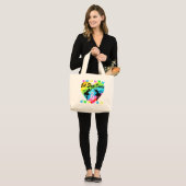 ETEN, SLAPEN, DANSEN, REGENBOOG HART EN VLINDERS GROTE TOTE BAG (Voorkant (model))