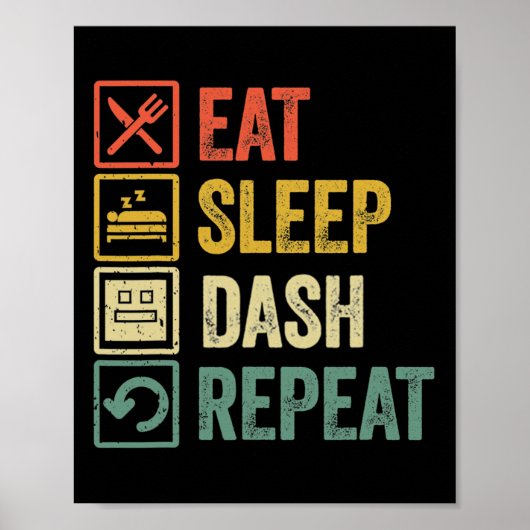 Eten Slapen Dashing Herhalen Video Game Geometrie Poster (Voorkant)