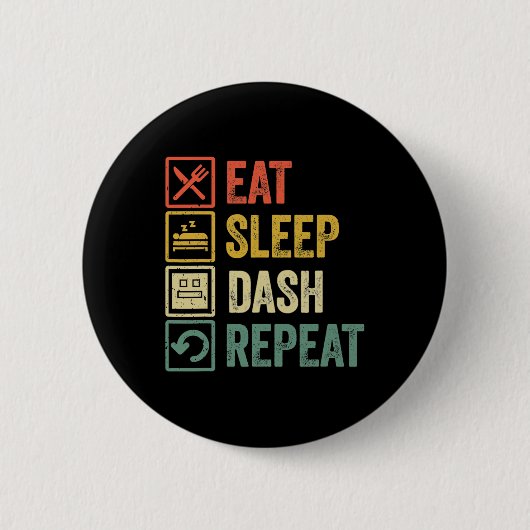 Eten Slapen Dashing Herhalen Video Game Geometrie Ronde Button 5,7 Cm (Voorkant)